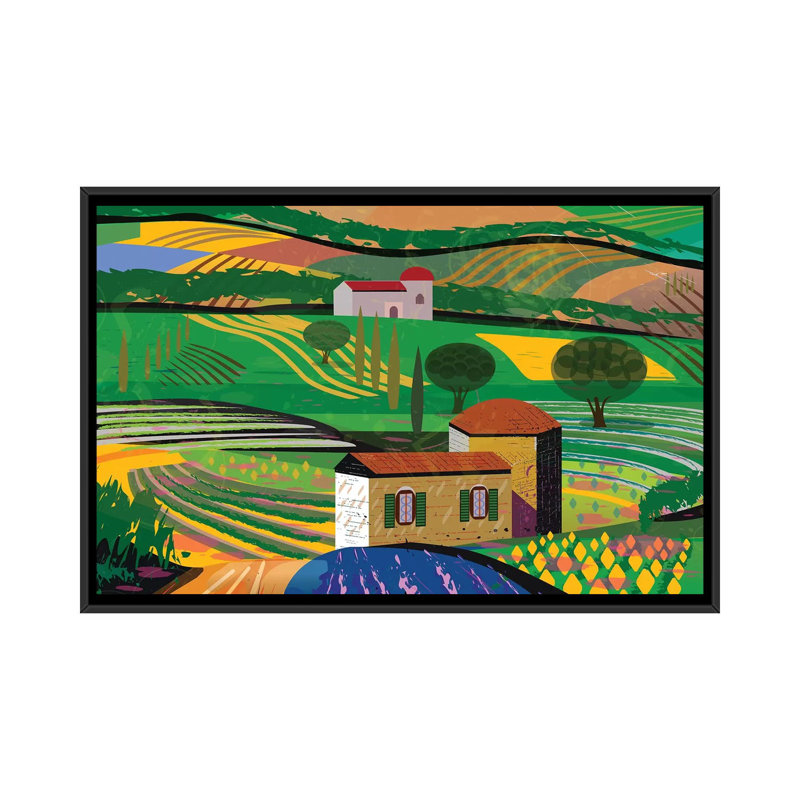 « summer fields », impression sur toile, H 18 po x l 26 po x P 1,5 po, Toile avec cadre noir, Pas de tapis
