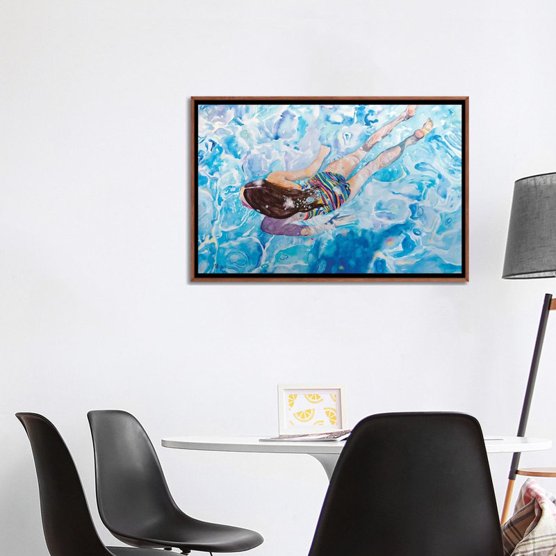 «Swimmer», reproduction d'art sur toile encadrée, 40 po x 26 po, Toile avec cadre, Brun