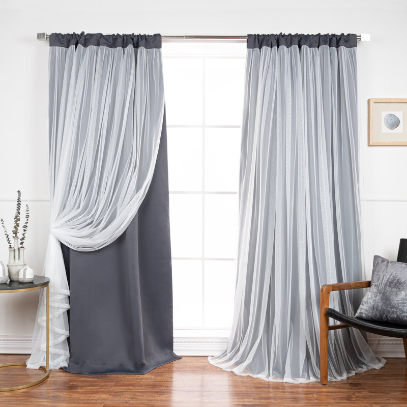 Harborcreek Solid Color Blackout Thermal Rod Pocket Curtain Panels, 52" W x 108" L, Dark Grey