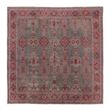 Antique Ghiordes Square Rug With Floral Lattice In Multicolour - Rug & Kilim