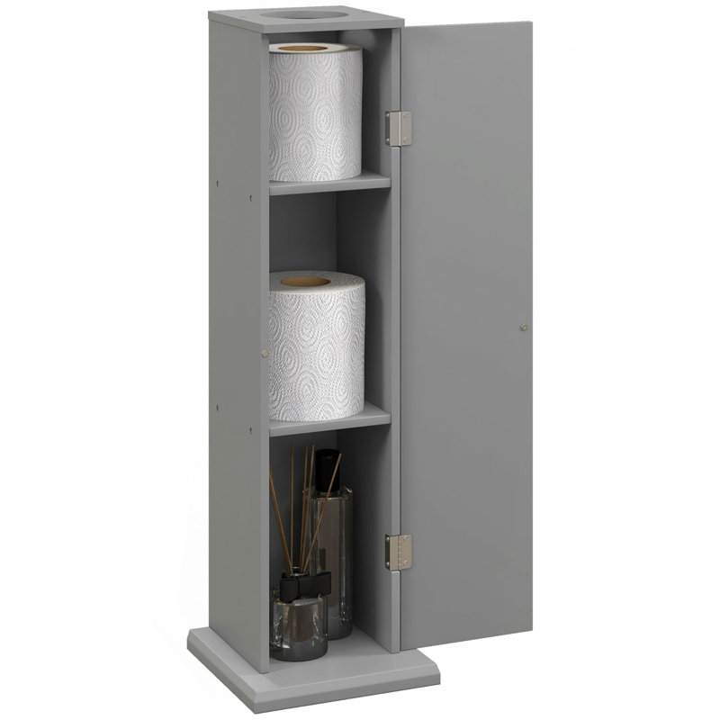 Toilet Paper Cabinet, Small Bathroom Corner Floor Cabinet With Doors And Shelves, Thin Storage Bathroom Organizer For Paper Shampoo