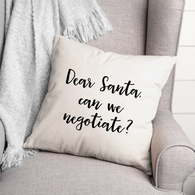 Coussin décoratif noir et blanc Dear Santa