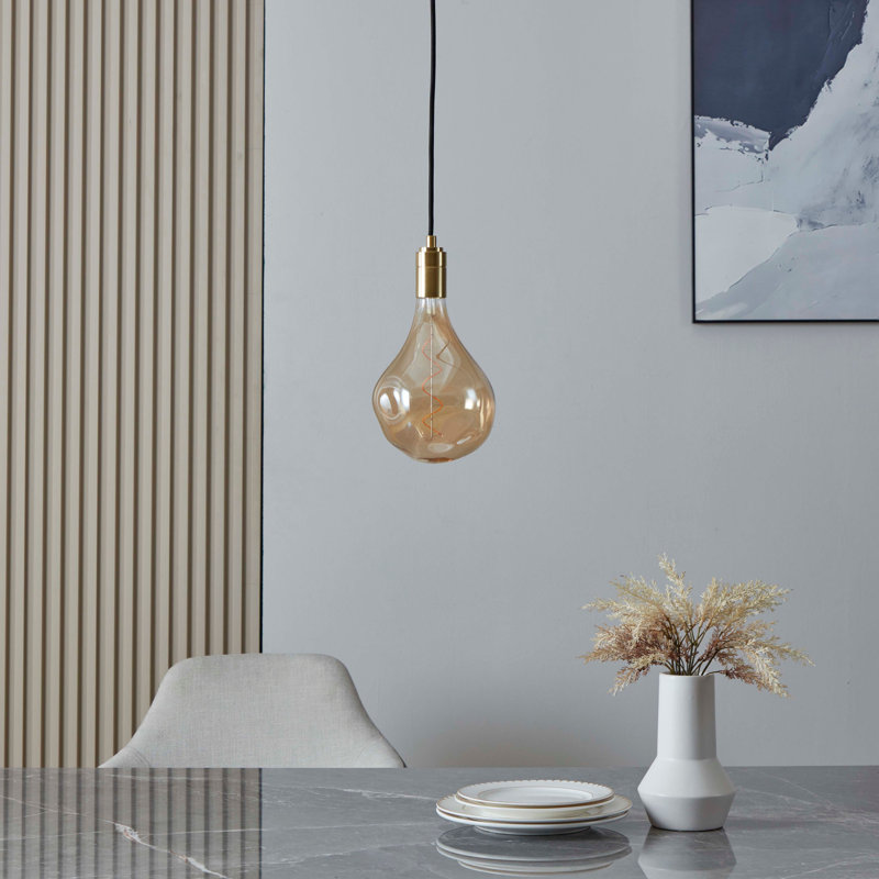 Scorpio Plug-In LED Vintage Pendant Lamp with Organic Shaped Amber Glass Bulb