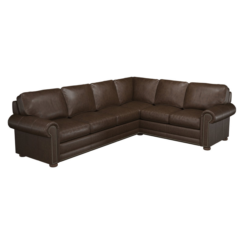 Sopheak Upholstered L-Shaped Sectional, Left Facing, Beige Genuine Leather