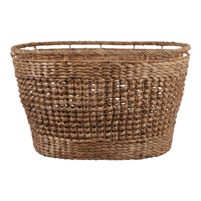 Panier tressé décoratif pour le rangement de la maison - Paniers multifonctionnels avec poignées pour organiser le salon ou la chambre - 76 cm, beige et brun