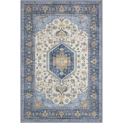 Area Rugs for Living Room Blue Bedroom Rugs Non Slip Machine Washable Rugs Ultra Soft Printed Thin Floral Carpet for Dining Room