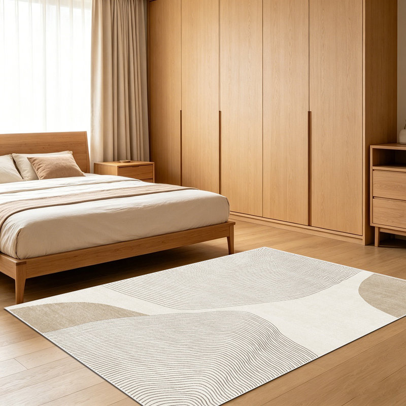 Wabi-sabi style abstract line carpet, living room floor mat, bedroom coffee table mat, washable and easy to maintain