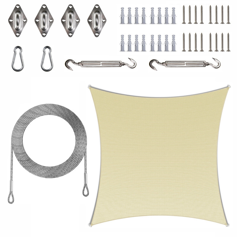 Toile d'ombrage carrée avec ensemble de quincaillerie et cordes Colourtree, 10 pi x 10 pi, Beige