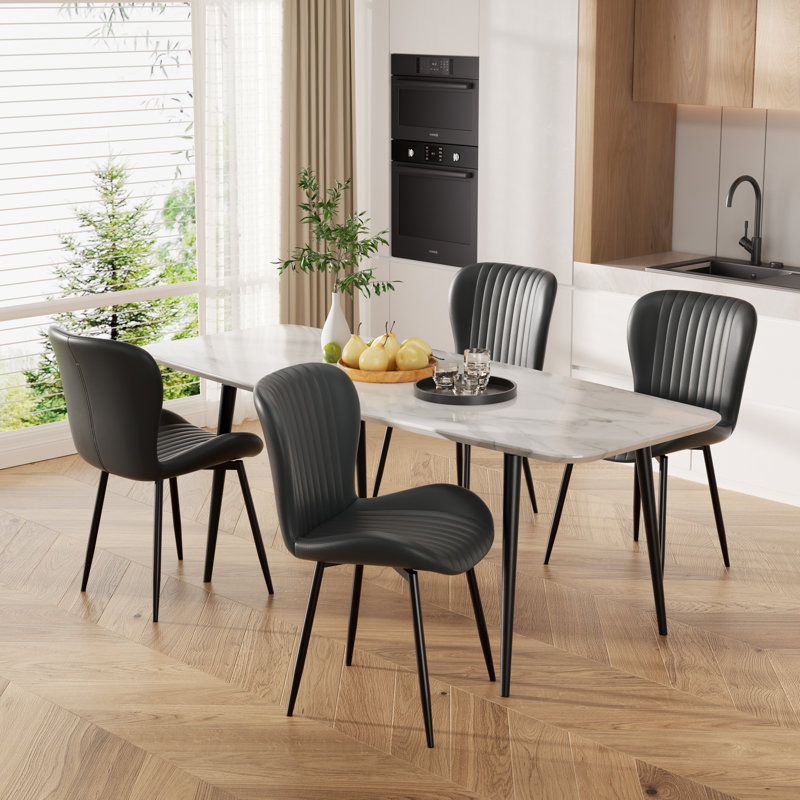 Chaise d'appoint rembourrée Modern (ensemble de 4), Gris, 4