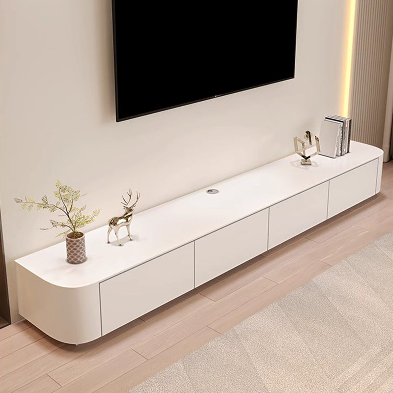 Meuble télé beige en bois manufacturé massif, H 11,81 po x L 86,61 po x l 11,81 po