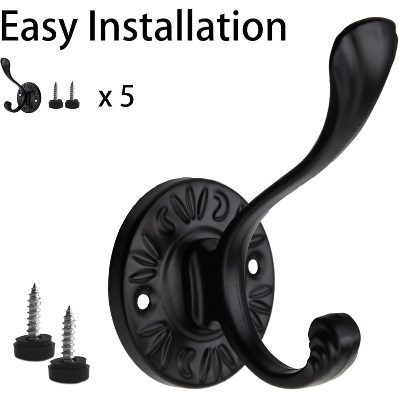 Crochets muraux noirs 5 pièces