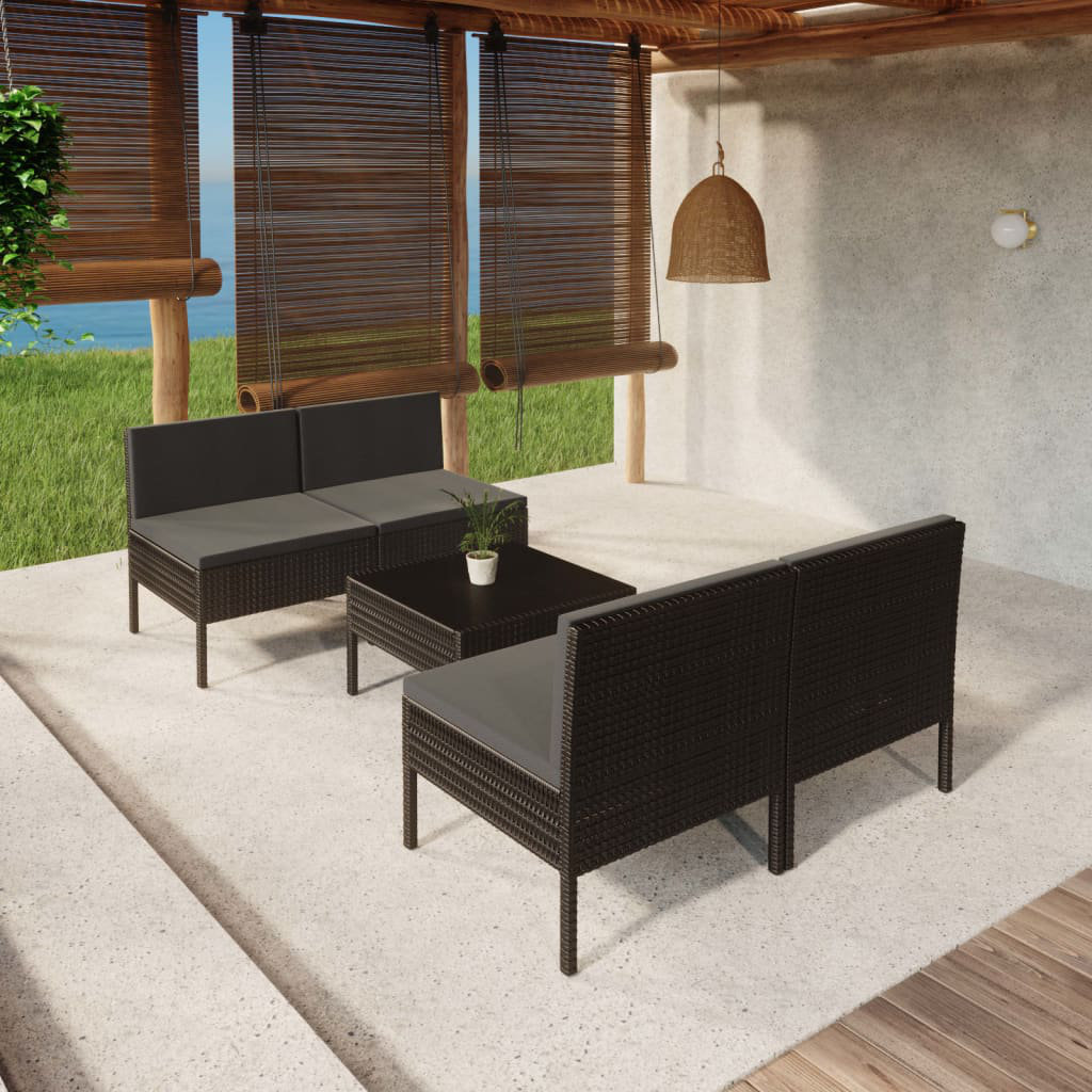 4-Sitzer Lounge-Set Jeslie aus Polyrattan mit Poster