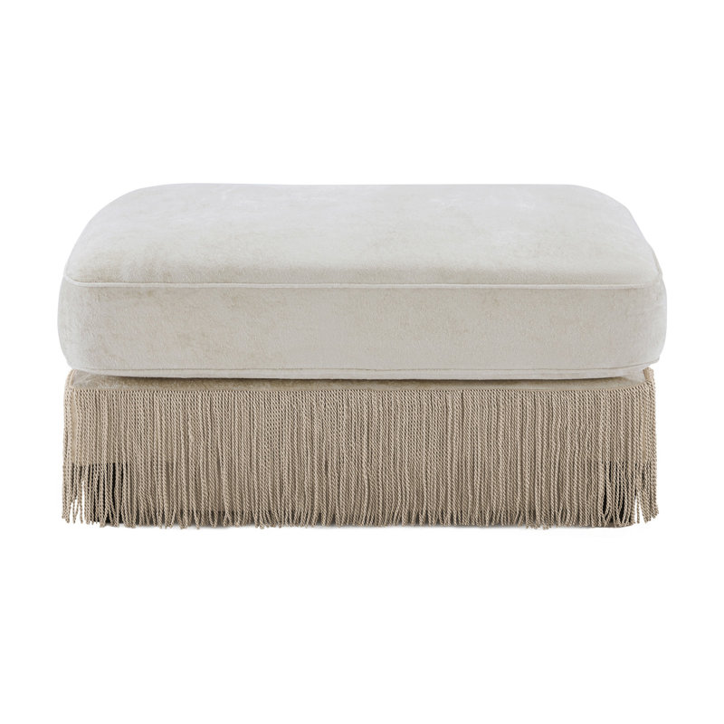 Repose-pieds en velours beige, Beige