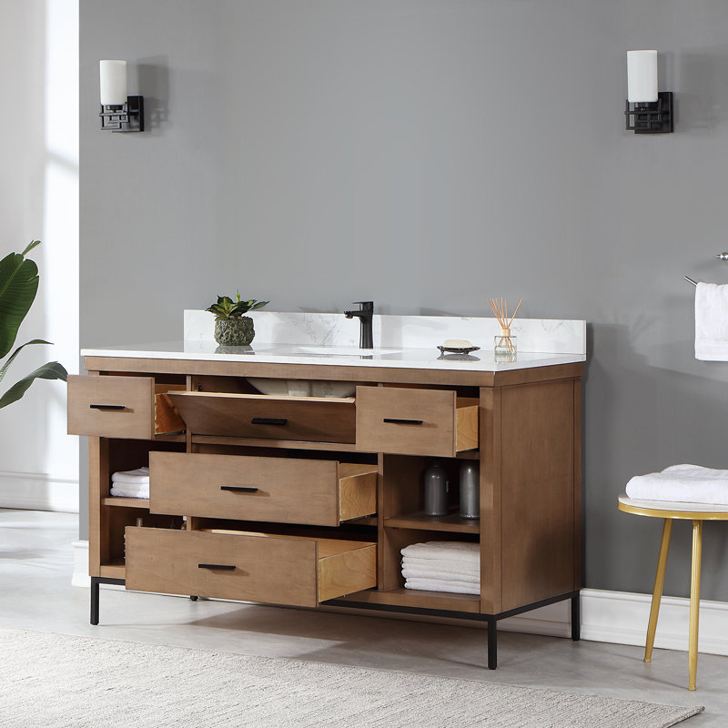 Ensemble de meuble-lavabo simple 60 po Adaire, Brun, Noir mat