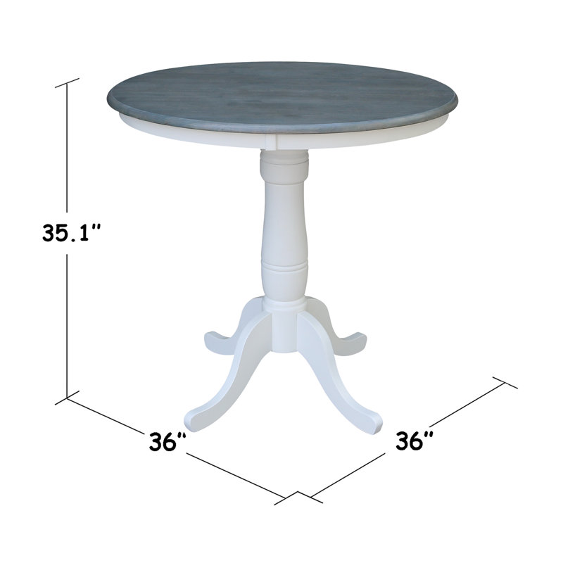 Mosteller Solid Wood Dining Table, 36" H x 36" W x 36" D, White/Heather Gray