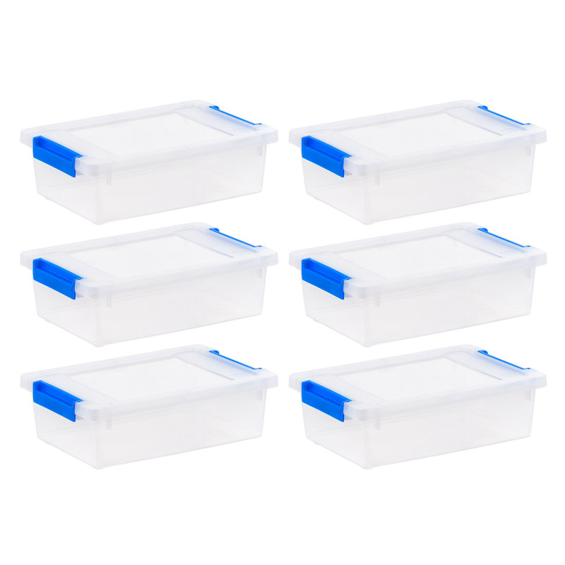 IRIS 2.4 Qt. Plastic Storage Bins With Lids, Clear Containers, Latching Totes 6 Pack, 2.4