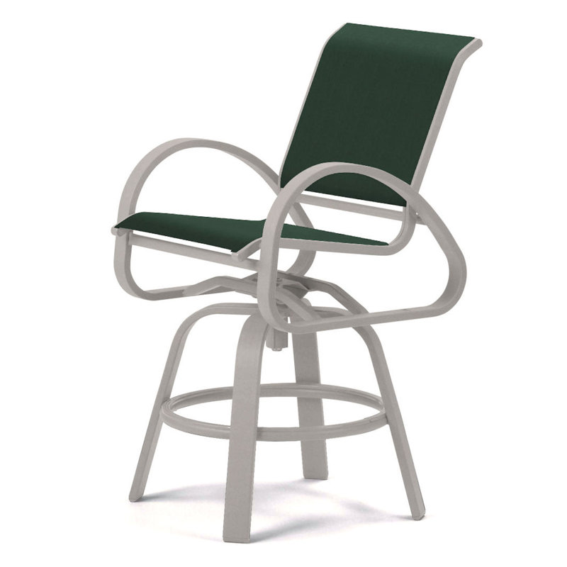 Tabouret de bar Holna, Vert forêt 22D Sunbrella® vert, Neige texturée