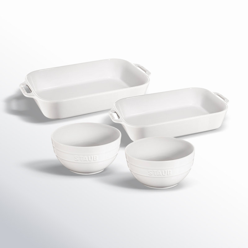 Ceramics 4 Piece Baker Set, White