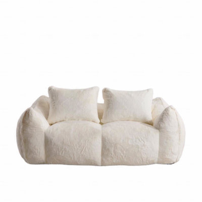 Bean Bag Couch For Adults,  Soft Fluffy Loveseat Bean Bag Sofa, Oversized Chase Lounge Chair Indoor