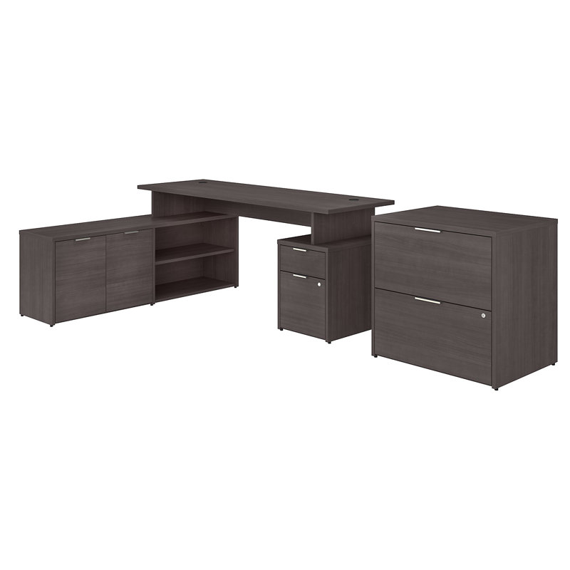 Jamestown 4 Piece Writing Desk Office Set, 29.66"H x 71.02"W x 59.17"D, Storm Gray