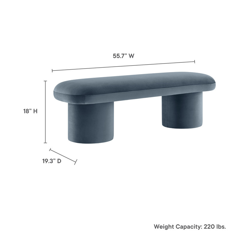 Orla Performance Velvet Bench In Taupe, Cadet Blue