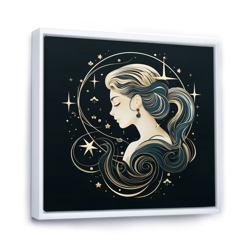 Astrologique Stargazer VI sur toile, H 36 po x l 36 po, Cadre flottant blanc