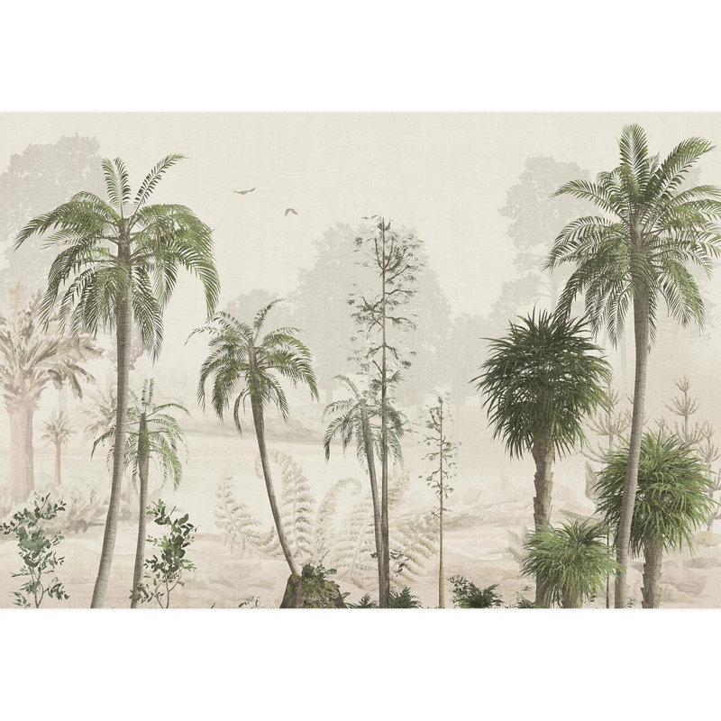 Palmier sur fond clair, scène tropicale, L 132 po x l 192 po