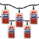 10-Count Clear Classic Pepsi Can Novelty Christmas Light Set 8.5ft Black Wire