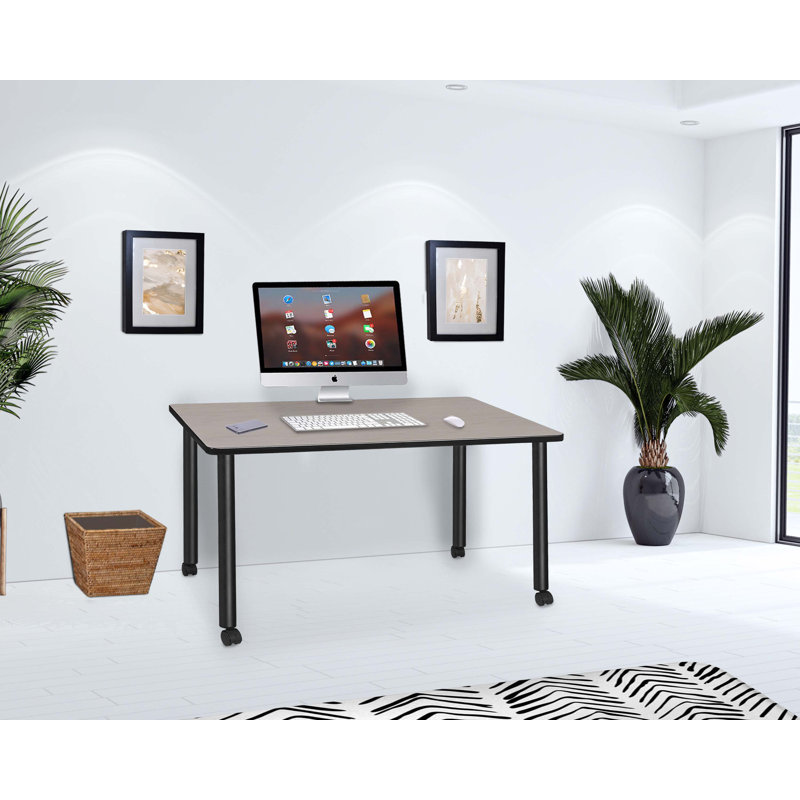 Bureau mobile Regency Kee, Érable / noir, H 29 po x l 60 po x P 24 po