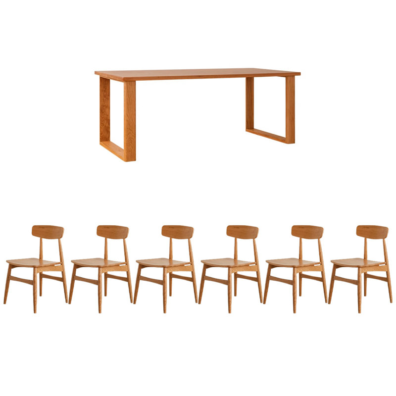6 - Person Solid Wood Solid Wood Top Double Pedestal Dining Set