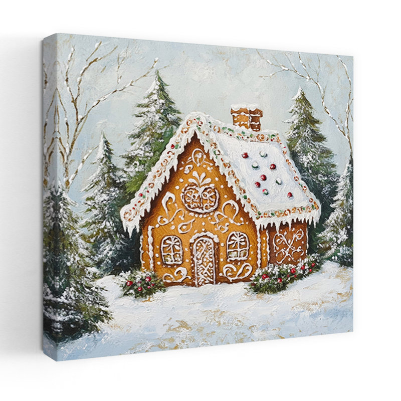 «Gingerbread Scene», impression d'art fantaisiste sur paysage traditionnel rétro, H 18 po x l 18 po
