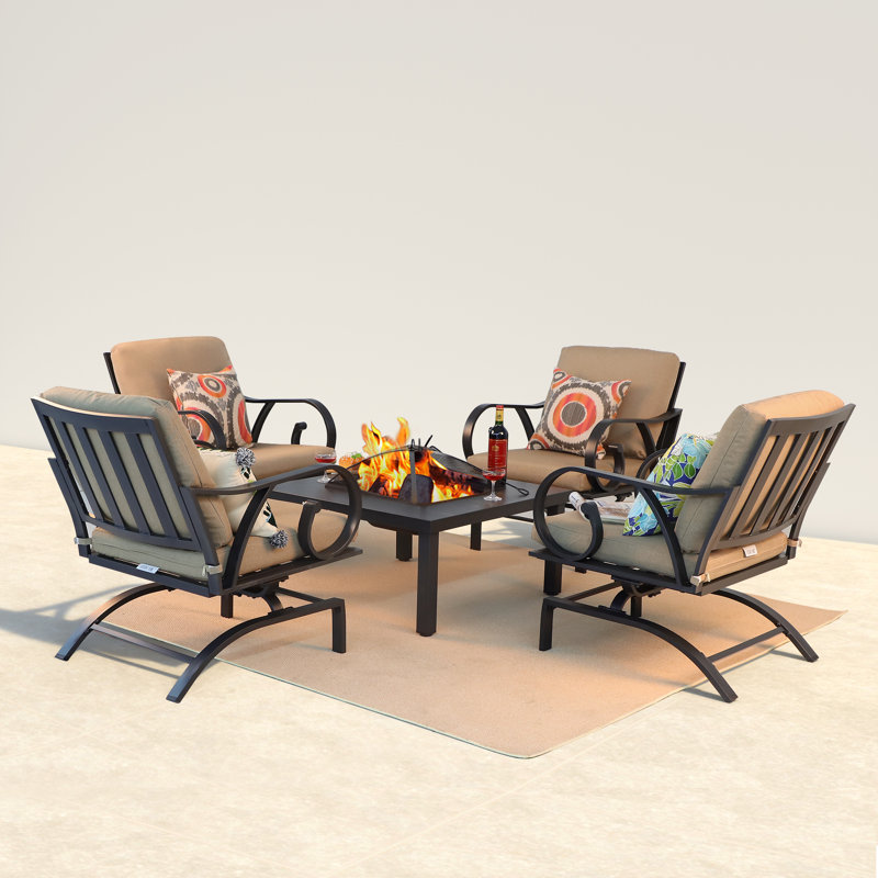 Ensemble de conversation à chaises multiples avec coussins 5 pièces Chermore