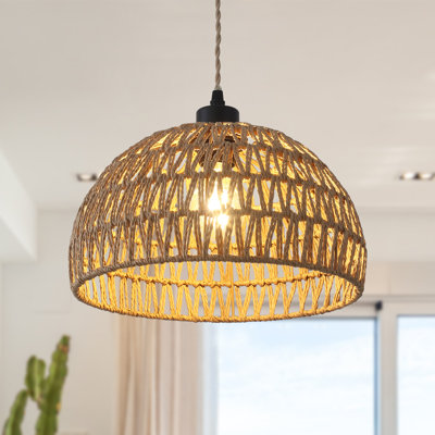 Derica 1 - Light Dome Pendant with Rope Accents