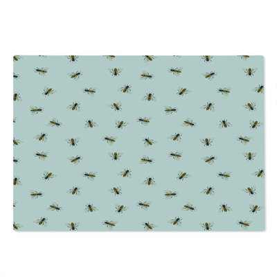 Ambesonne Queen Bee Cutting Board Large Size Flying Insects Pattern Earth Yellow Grey