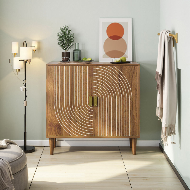 Wooden Sideboard Buffet Cabinet With Adjustable Shelf And 2 Doors For Entryway,hallway