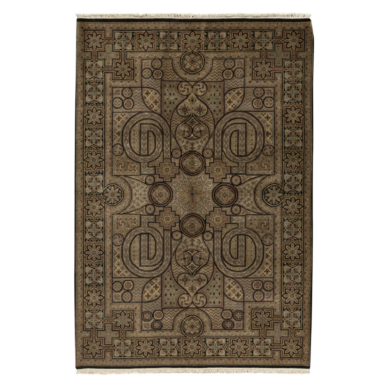 Tapis noir de haute qualité noué à la main