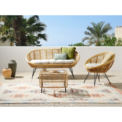 3 Seater Sofa Set with Coffee Table Natural MARATEA/ CESENATICO