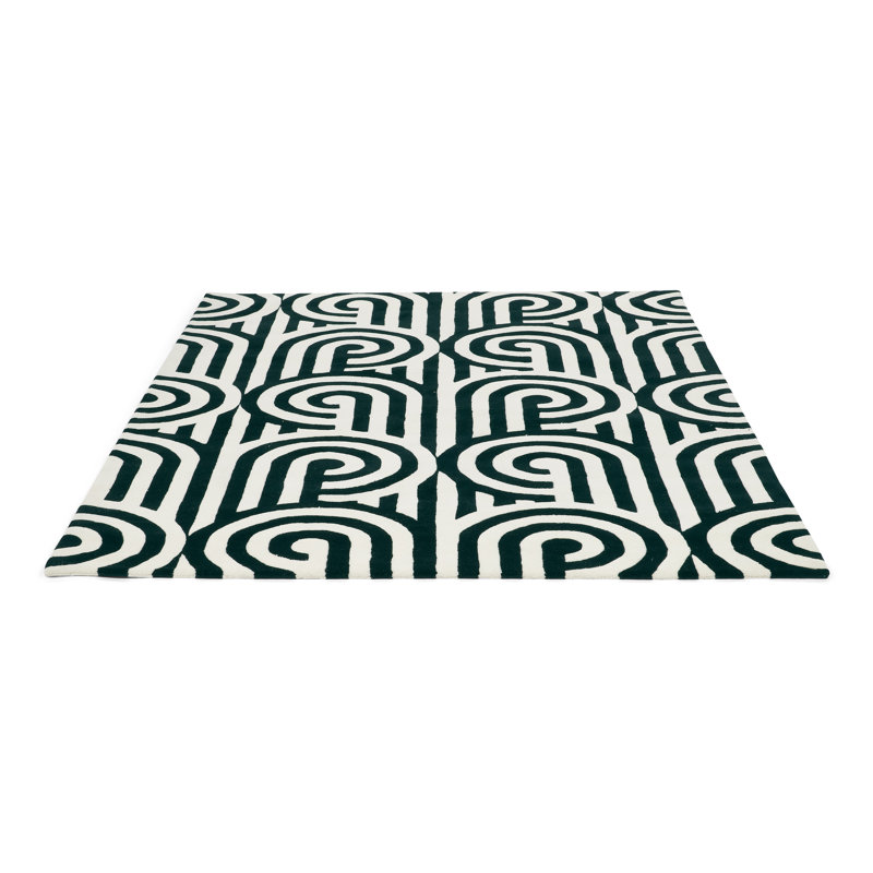 Wool Geometric Area Rug, Rectangle 3'11" x 5'11"