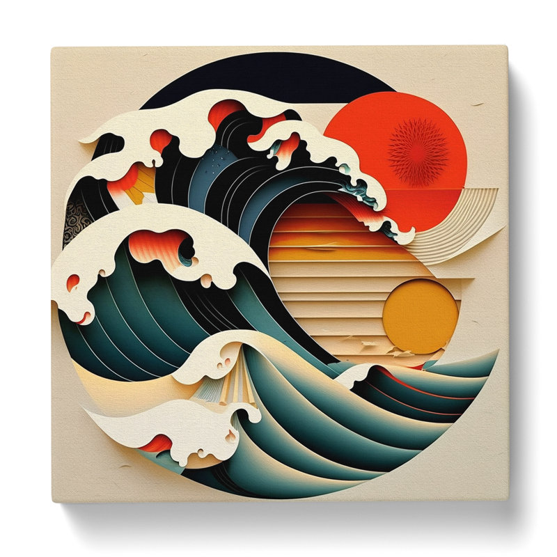 Japanese Wave Constructivism No.2 - Wrapped Canvas, 50cm H x 50cm W x 3cm D