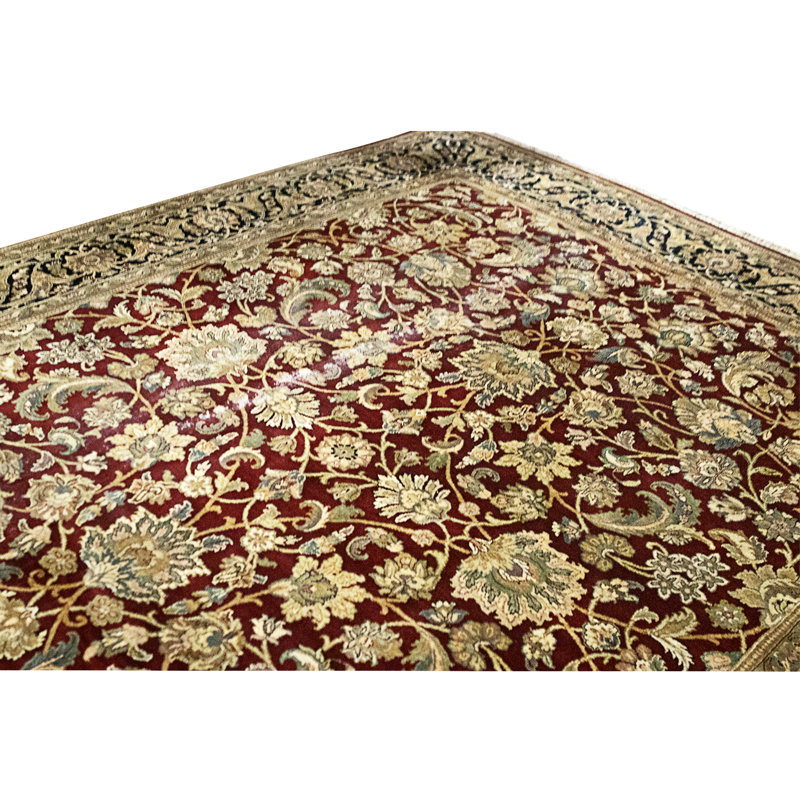 Hand Knotted Area Rug, Red And Black, Rectangle 11'9" x 9'3"