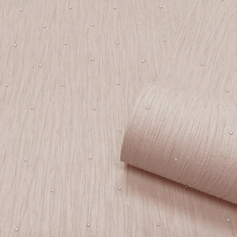 Piercey 10.05m x 53cm Textured Matte Wallpaper Roll, Pink