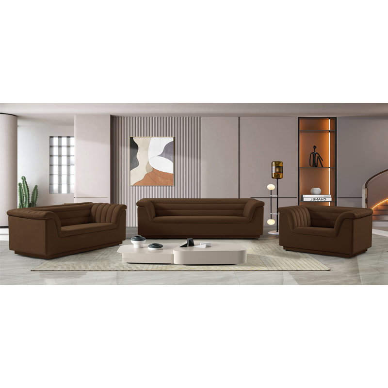 Fauteuil Hoshi, Velours brun