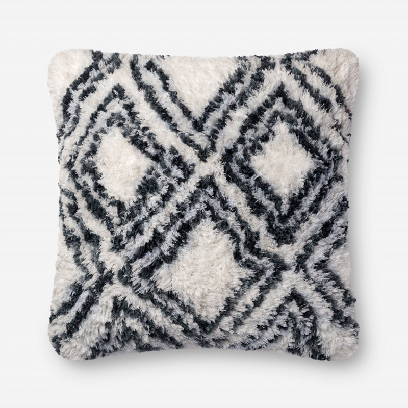 Charcoal and White Geometric Polyester Throw Pillow Set