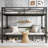 Queen Over Queen Size Pull-Out Metal Bunk Bed, Lower Bunk Can Be Pulled Out In Three Sections, Top Bunk Equipped With Safety Rails, Black.-570130265