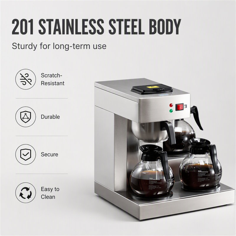 Cafetière filtre professionnelle 12 tasses avec chauffe-eau triple et remplissage automatique d'eau