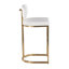 Tabouret de bar à hauteur fixe en métal doré et similicuir blanc - ensemble de 2