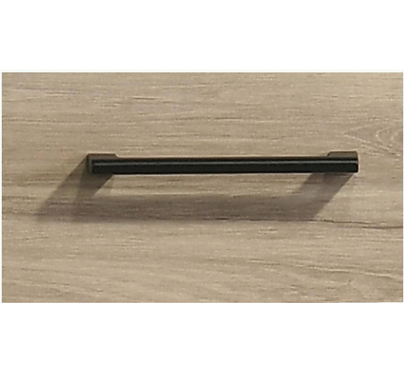 Commode 4 tiroirs avec poignées noires Seraphiel, Chêne clair