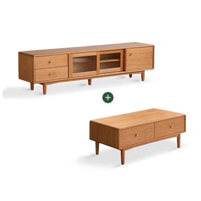 Meuble télé de style moderne jumelé à une table basse