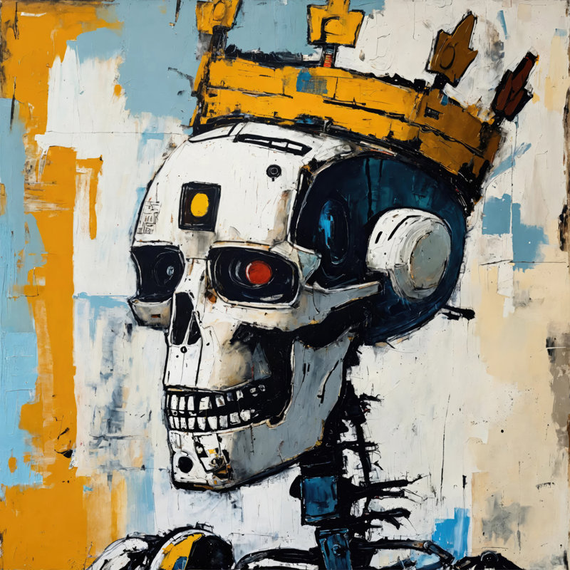 Robot 3-Hommage-Basquiat, estampe numérique sur toile tendue avec châssis, H 36 po x l 36 po