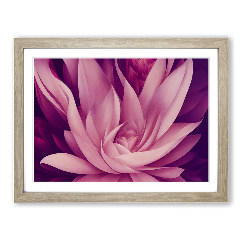 Beautiful Modern Flower - Single Picture Frame Print, 46cm H x 64cm W x 2cm D, Oak Framed